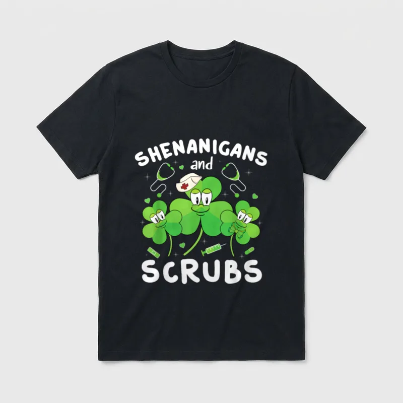 Nurse St Day Shenanigans and Girlfriend T-Shirt – Classic T-Shirt in Black