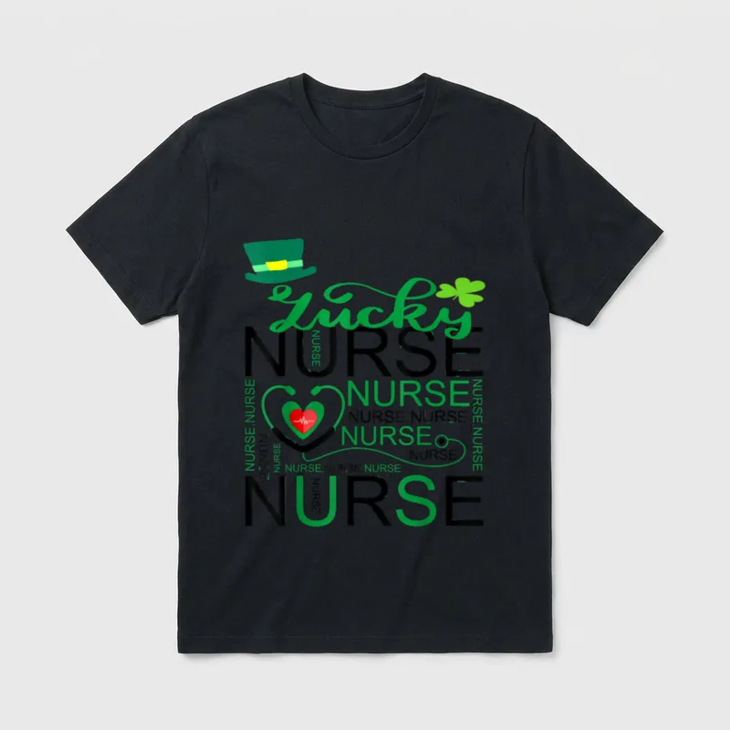 Nurse St Patrick's Day Lucky T-Shirt – Classic T-Shirt in Black