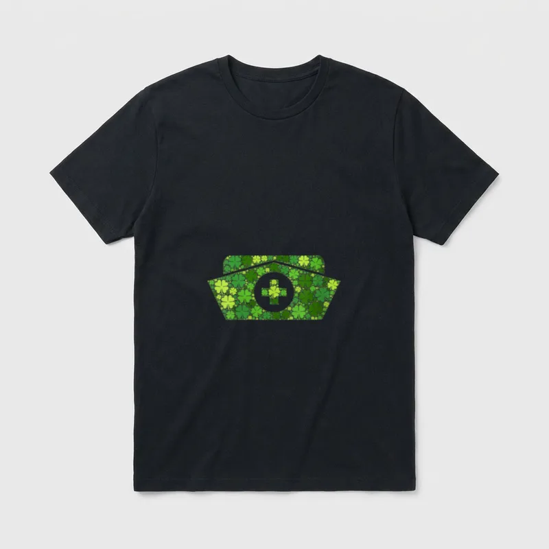 Nurse Cap Lucky Green Shamrock Clover T-Shirt – Classic T-Shirt in Black