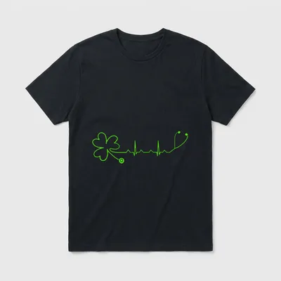 St Patrick's Day Nurse Irish Clover T-Shirt – Classic T-Shirt in Black