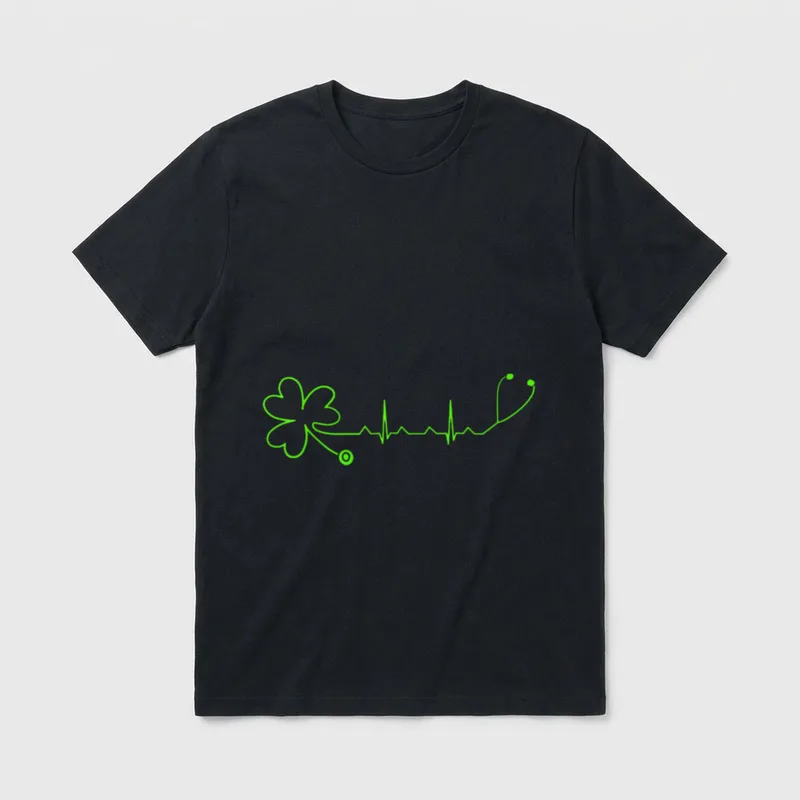 St Patrick's Day Nurse Irish Clover T-Shirt – Classic T-Shirt in Black