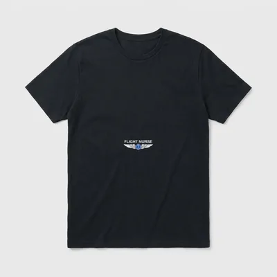 Flight Nurse Wings T-Shirt – White FLIGHT NURSE text above wings and blue Star of Life – Classic T-Shirt in Black