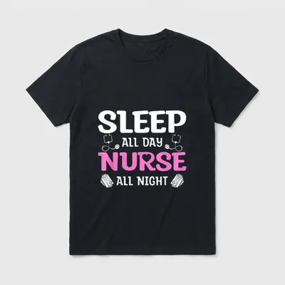 Sleep All Day Nurse Night T-Shirt – Classic T-Shirt in Black