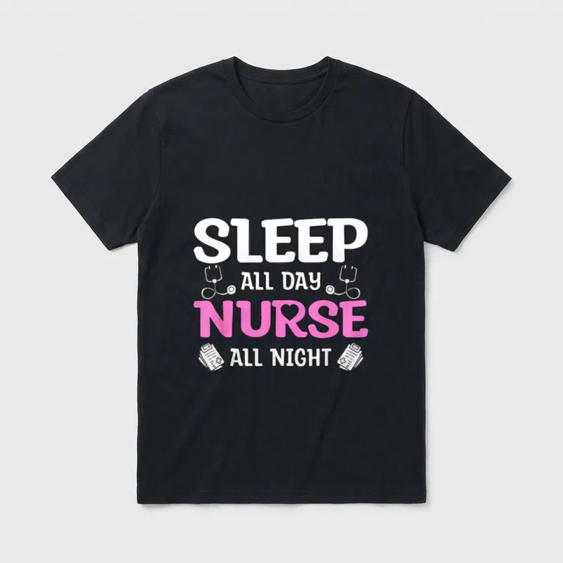 Sleep All Day Nurse Night T-Shirt – Classic T-Shirt in Black
