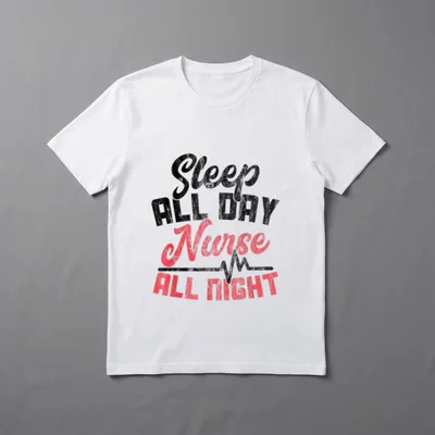 Night Shift Nurse Sleep All Day T-Shirt – Sleep ALL DAY Nurse ALL NIGHT with heartbeat wave – Classic T-Shirt in Black