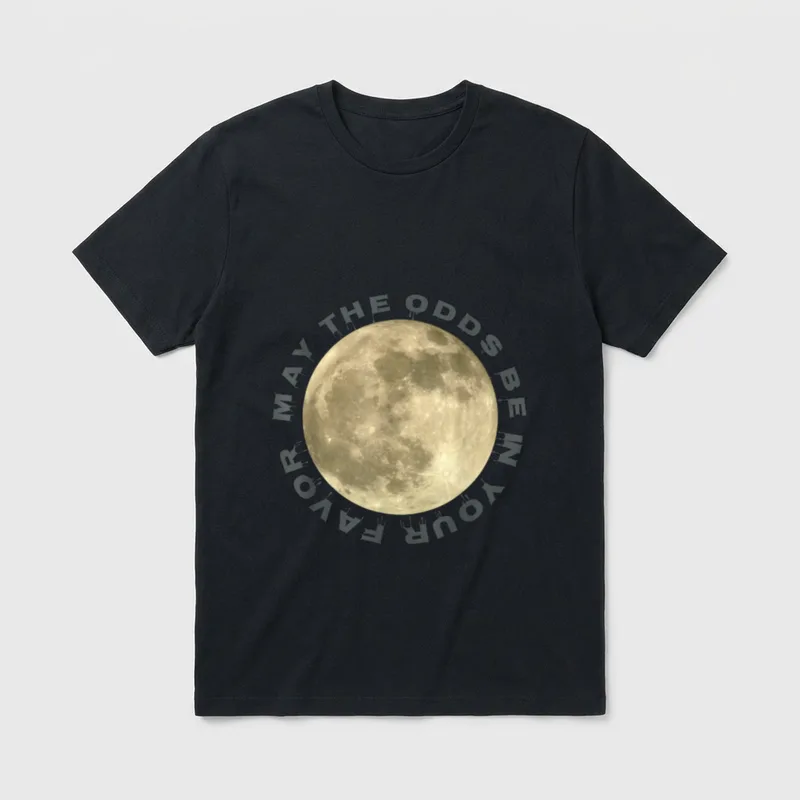 Favor Night Shift Nurse T-Shirt – Full moon circled by dripping text May the Odds be in Your Favor – Classic T-Shirt in Black
