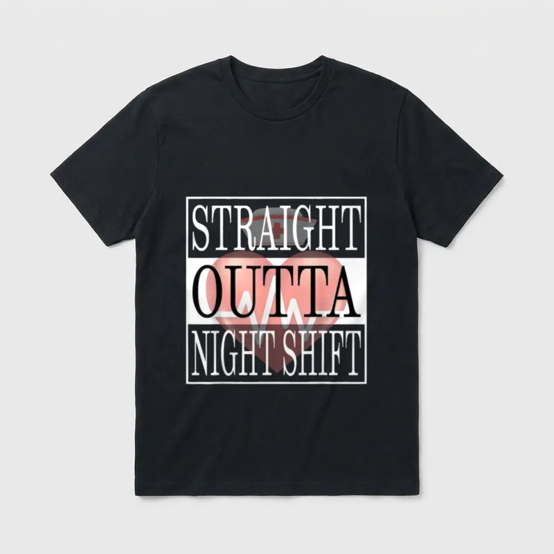 Straight Outta Night Shift Nurse Medical T-Shirt – Classic T-Shirt in Black