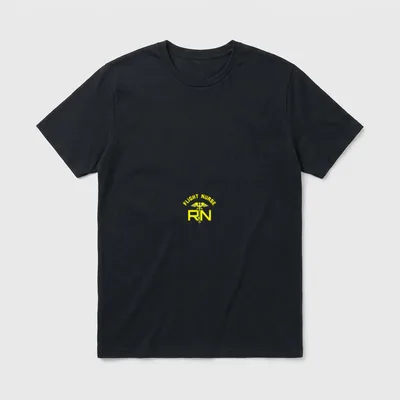 Flight Nurse RN T-Shirt – Yellow flight nurse text, winged caduceus staff, and bold RN – Classic T-Shirt in Black