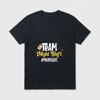 Team Night Shift Nurse Overnight T-Shirt – Classic T-Shirt in Black