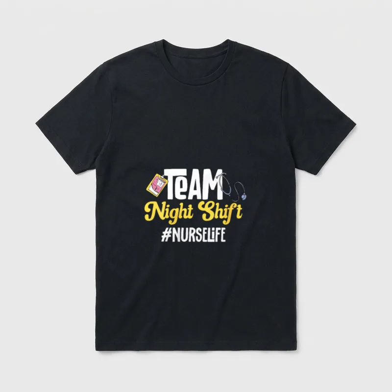 Team Night Shift Nurse Overnight T-Shirt – Classic T-Shirt in Black