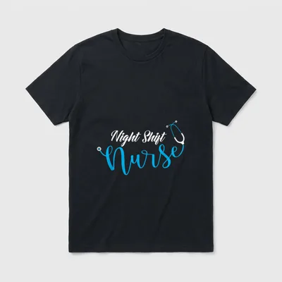 Stethoscope Night Shift Nurse T-Shirt – Night Shift Nurse lettering with stethoscope tubing – Classic T-Shirt in Black