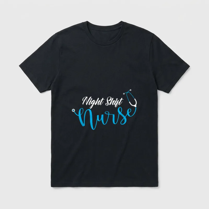 Stethoscope Night Shift Nurse T-Shirt – Night Shift Nurse lettering with stethoscope tubing – Classic T-Shirt in Black