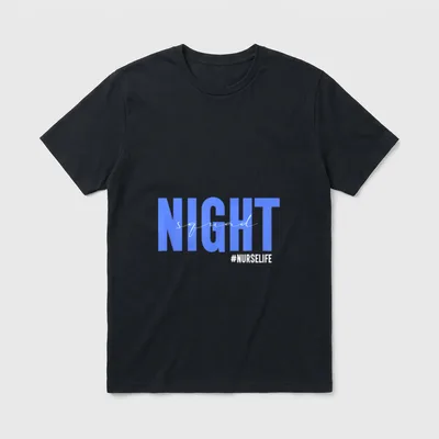 Professional Night Shift Nurse Squad Registered T-Shirt – NIGHT squad #NURSELIFE typography design – Classic T-Shirt in Black