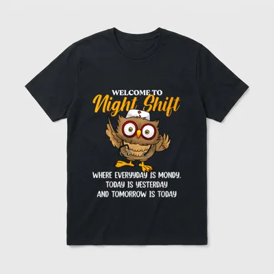 Funny Nurse Night Shift All T-Shirt – Classic T-Shirt in Black