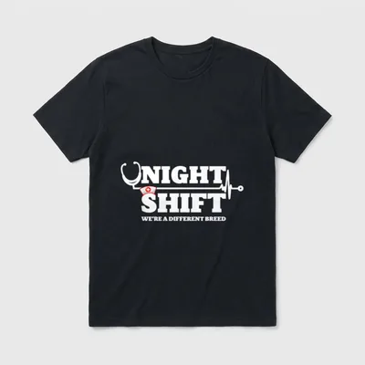 Shift Different Breed Stethoscope Funny Night T-Shirt – NIGHT SHIFT WE’RE A DIFFERENT BREED – Classic T-Shirt in Black