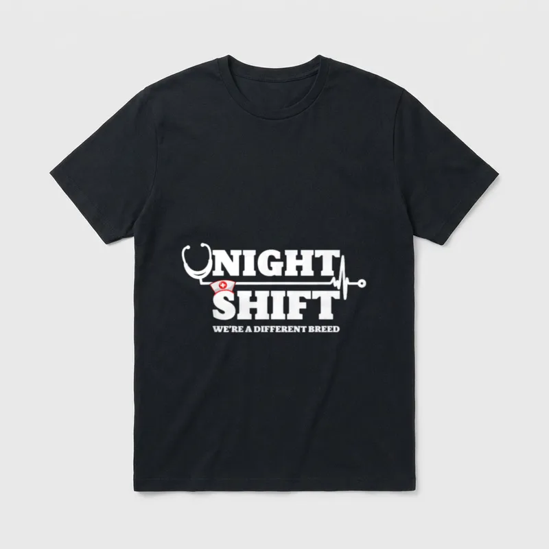 Shift Different Breed Stethoscope Funny Night T-Shirt – NIGHT SHIFT WE’RE A DIFFERENT BREED – Classic T-Shirt in Black