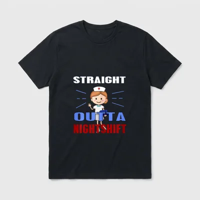 Straight Outta Night Shift Foster-Nurse T-Shirt – Classic T-Shirt in Black
