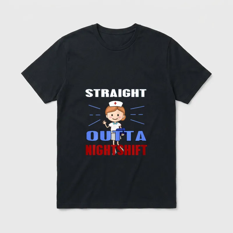 Straight Outta Night Shift Foster-Nurse T-Shirt – Classic T-Shirt in Black
