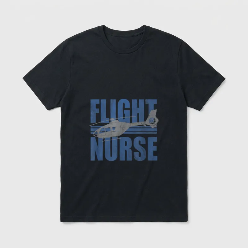 EMS Helicopter Flight Nurse T-Shirt – Distressed Flight Nurse lettering with helicopter silhouette – Classic T-Shirt in Black