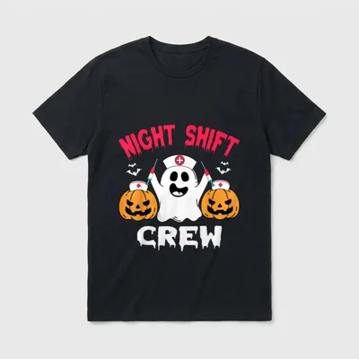 Team Night Shift Nurse Halloween T-Shirt – Classic T-Shirt in Black