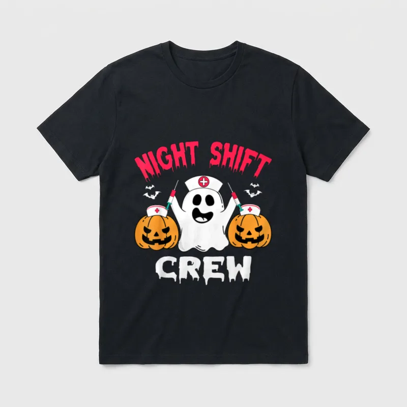 Team Night Shift Nurse Halloween T-Shirt – Classic T-Shirt in Black
