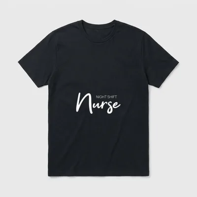 Night Shift Nurse Lightweight T-Shirt – White script Nurse lettering under Night Shift block text – Classic T-Shirt in Black