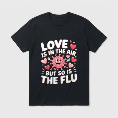 Flu Funny Valentine Nurse T-Shirt – LOVE IS IN THE AIR, BUT SO IS THE FLU – Classic T-Shirt in Black