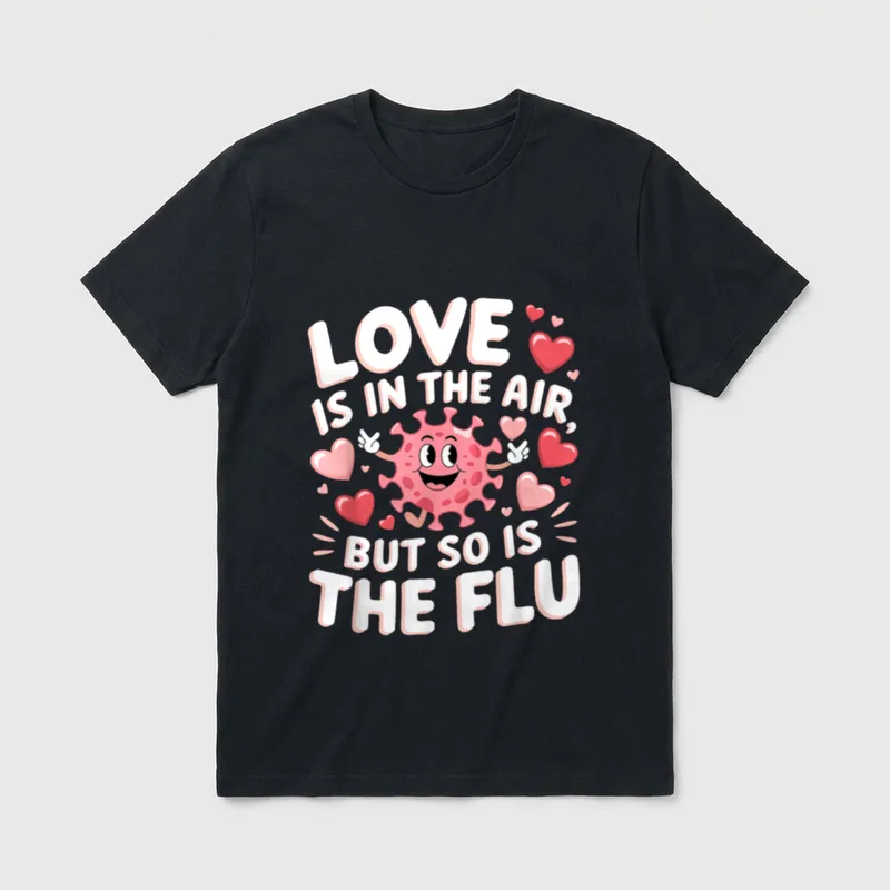 Flu Funny Valentine Nurse T-Shirt – LOVE IS IN THE AIR, BUT SO IS THE FLU – Classic T-Shirt in Black