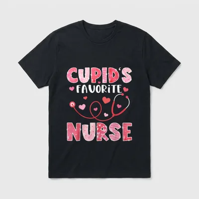 Cupid's Favorite Nurse Valentine's Day T-Shirt – Classic T-Shirt in Black