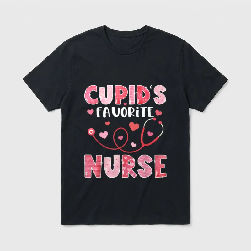 Cupid's Favorite Nurse Valentine's Day T-Shirt – Classic T-Shirt in Black