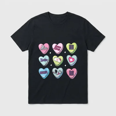 Nurse Conversation Hearts Stethoscope Valentine T-Shirt – Classic T-Shirt in Black
