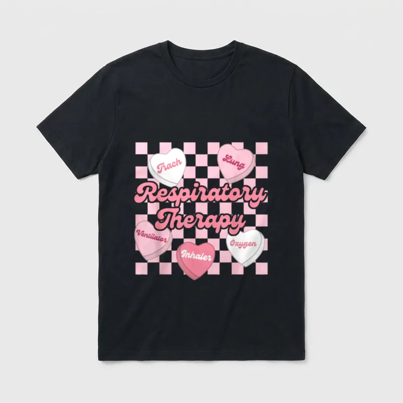 Respiratory Therapy Candy Heart Valentine Day T-Shirt – Classic T-Shirt in Black