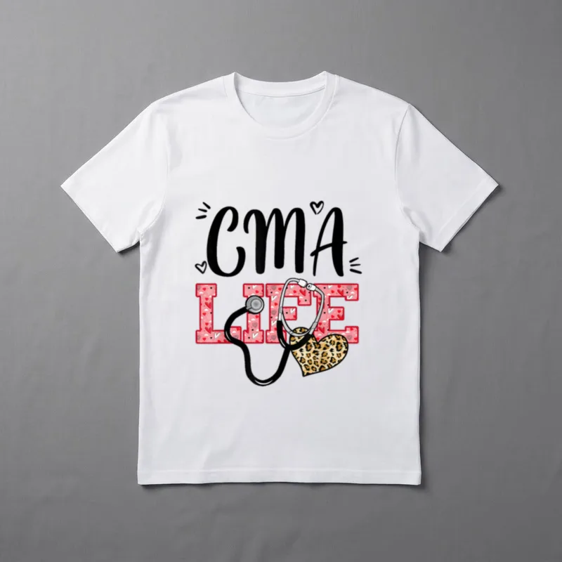 Nurse CMA Life Leopard Stethoscope Valentines T-Shirt – Classic T-Shirt in Black