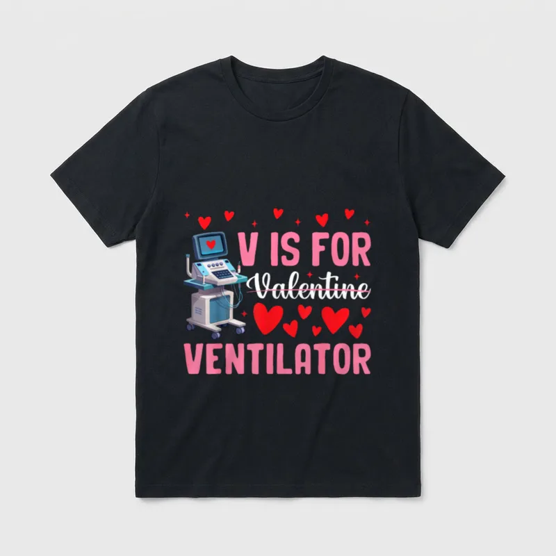 V Is for Valentine Ventilator Respiratory T-Shirt – Classic T-Shirt in Black