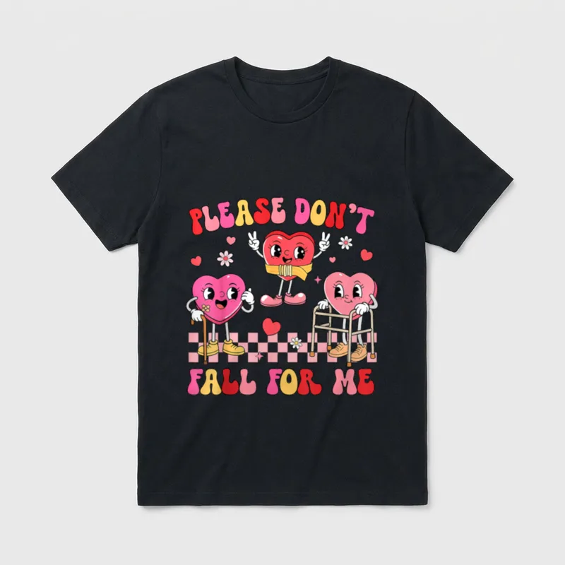 Fall for Me Nurse Valentine's Day T-Shirt – Classic T-Shirt in Black