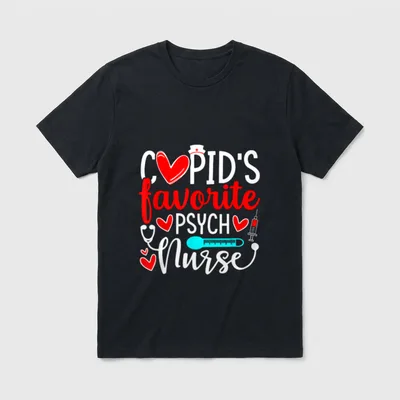 Cupid's Favorite Psych Nurse Funny Hearts T-Shirt – Classic T-Shirt in Black
