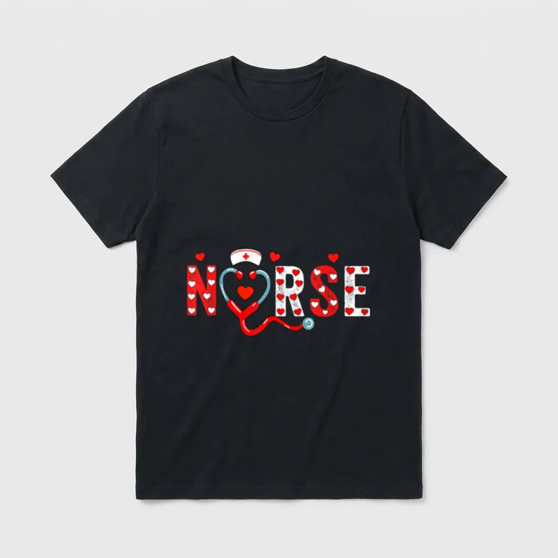 Nurse Valentines Day Valentine Girlfriend T-Shirt – Classic T-Shirt in Black