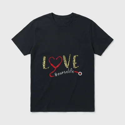 Love Stethoscope Nurse Life Valentines Day T-Shirt – Classic T-Shirt in Black